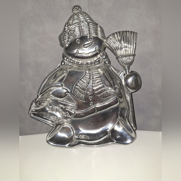 Vintage Lenox Silver Snowman with Broom Decor - Picture 1 of 3